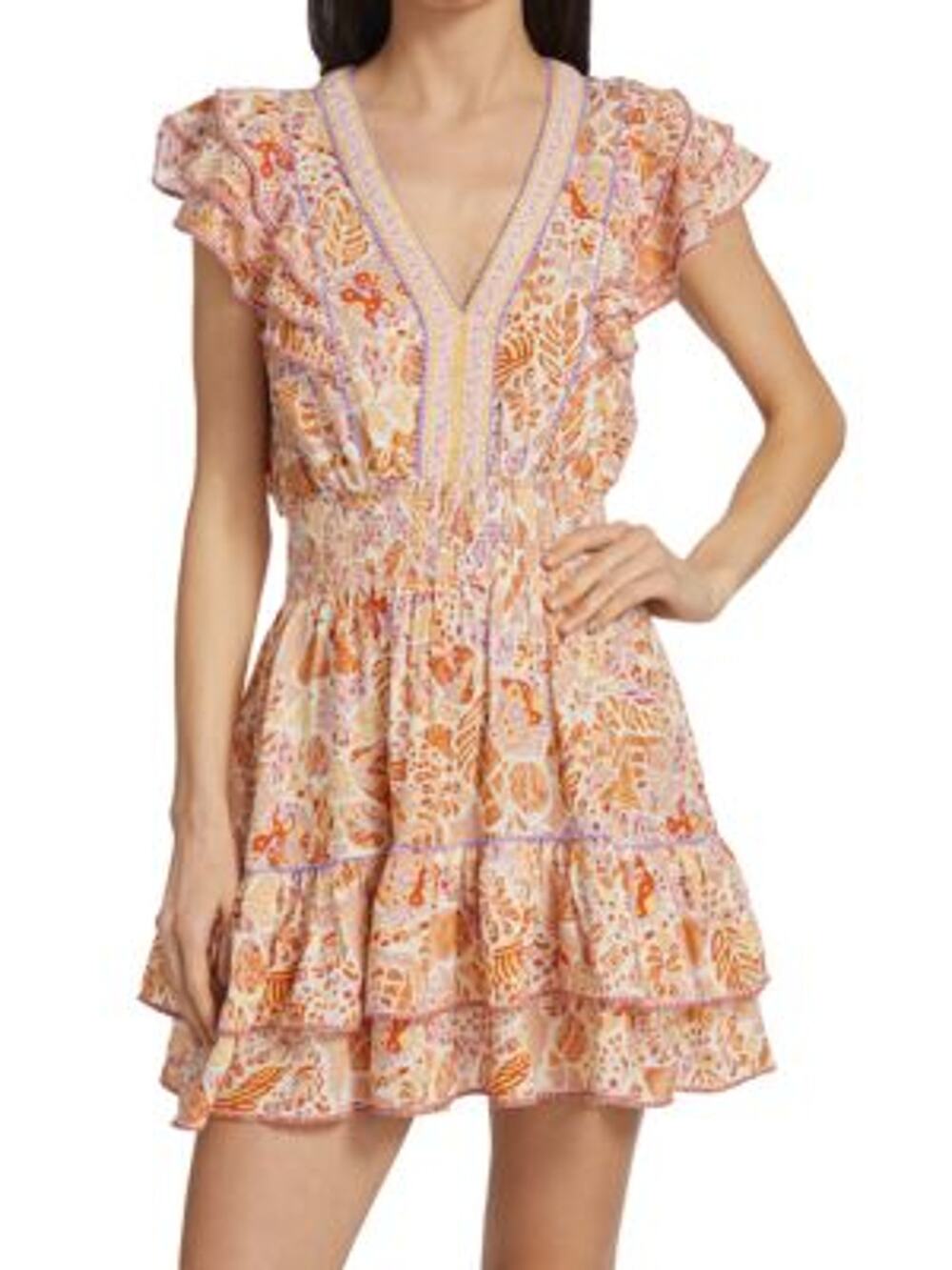 Poupette St Barth Ruffled Multicolor Camila Dress Size XS